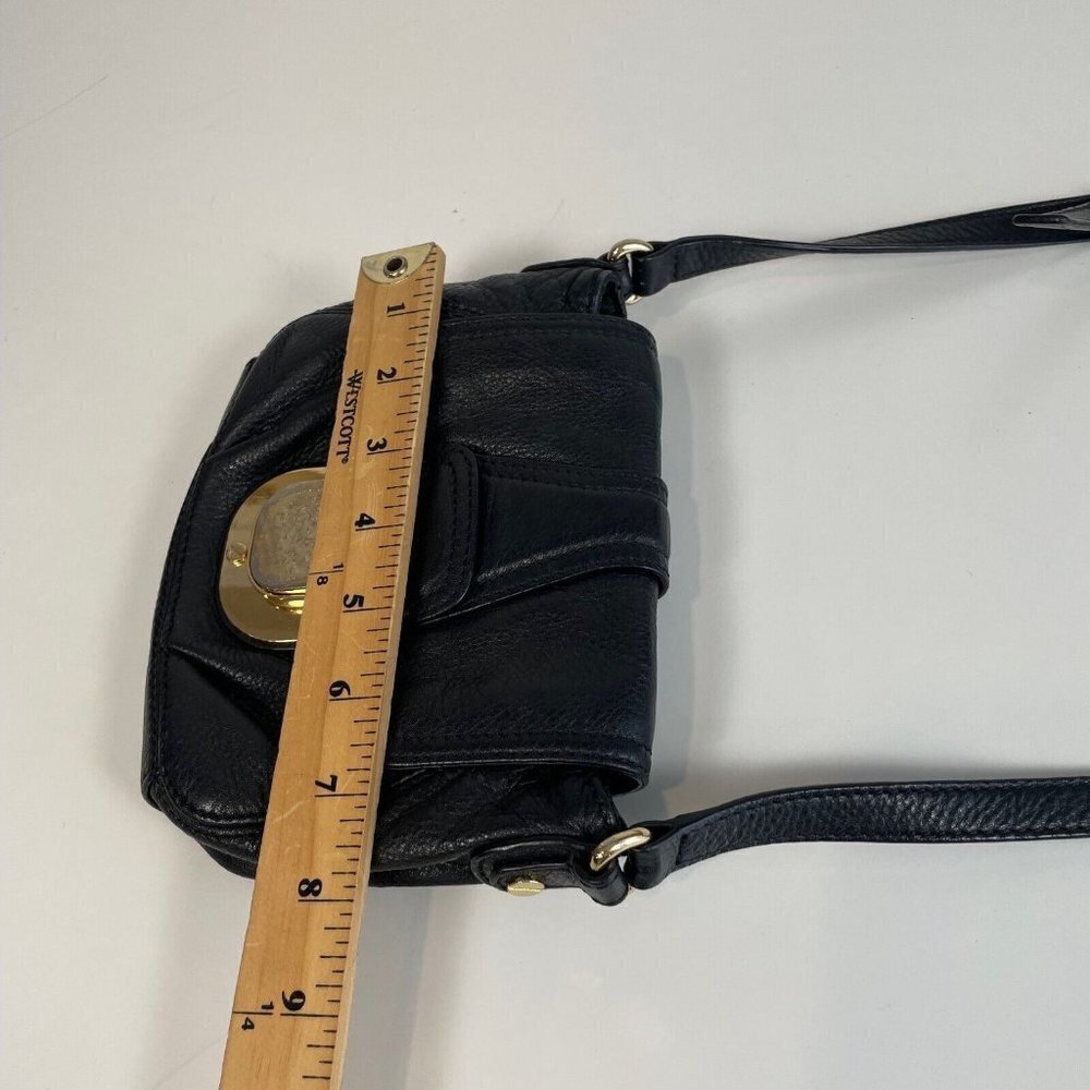 Michael Kors Charleton Leather Crossbody Bag Black Small‎ Gold Clasp Pocket - Picture 4 of 12